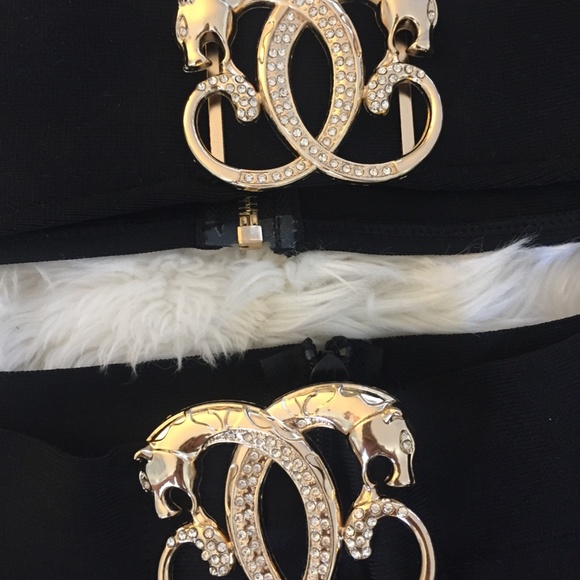 CO-ORD 2 PIECE SET BLACK BANDAGE CROP TOP & PANT - Picture 5 of 12